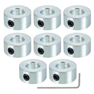 Imagem de PATIKIL Colar de eixo de 0,9 cm de diâmetro externo 13/40.6 cm OD 3/20.3 cm de espessura, pacote com 8 argolas de trem de pouso de aço carbono com parafuso de ajuste M5 e chave inglesa para indústria