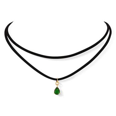 Imagem de Sacina Gargantilha gótica gótica boho, hippie, anel de cristal, gargantilha preta delicada em camadas de couro sintético, joia de presente para mulheres, meninas, Zinco, Sem Pedra Preciosa