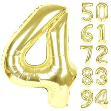 Imagem de Champagne Gold 4 Balloon, Number Balloons 40 Inch, 4th Birthday Decorations for Girls Four Large Numbers for Party Decor, Number 4 Balloon