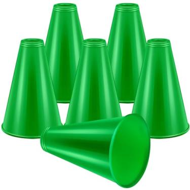 Imagem de HSLCGF 6 peças de megafone de torcida para festa, megafone de plástico verde, decoração faça você mesmo, acessório para atividades escolares ao ar livre, lembrancinhas de festa do Dia de São Patrício,