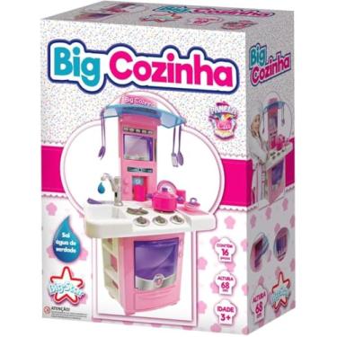 Imagem de "Cozinha de Faz de Conta Infantil Completa – Fogão, Pia, Água, Forno e Panelas Rosa."