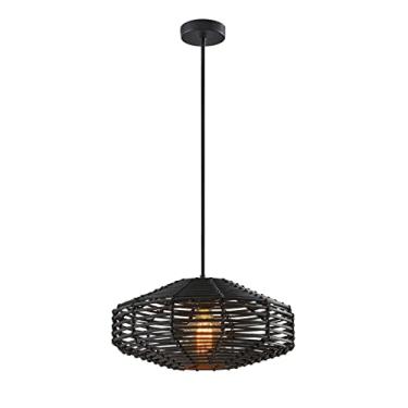 Imagem de Adesso Luz pendente Kingston 5240-01, 7", 60W, Rattan preto, 1 luz de pendurar