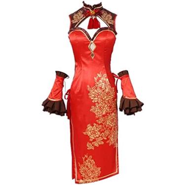 Imagem de Anime Date A Live Nightmare Kurumi Tokisaki cosplay fantasia Cheongsam vestido de Halloween conjunto completo (P feminino, tamanho)