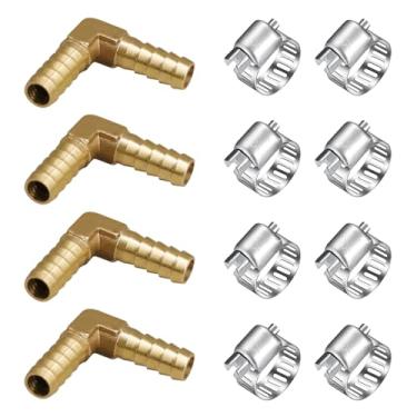 Imagem de Napredak Mangueira de latão encaixe de farpa cotovelo de 90 graus, conector de emenda de farpa de 1/10.2 cm, kit de reparo de mangueira em forma de L de 2 vias para ar água, óleo, gás, tubo de