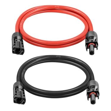 Imagem de Cabo de extensão de painel solar – Fio solar de 10 AWG com conector à prova d'água fêmea e macho fio fotovoltaico para trailer, sistemas fotovoltaicos, casa, barco, painéis solares, carro (0,9 m