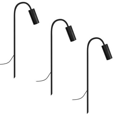 Imagem de Kit 3 Luminárias Balizador Chão Jardim Piso Curvo Preto 50cm