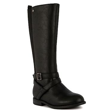 Imagem de LONDON FOG Bota feminina Brooke Knee High Fashion com zíper e fivela fashion preta 12
