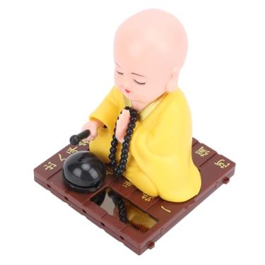 Imagem de Estatueta Solar de Pequeno Monge, Sensor de Luz Economizador de Energia, Painel Solar, para Decoração de Casa e Carro de Mesa (Amarelo)