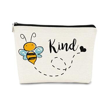 Imagem de Bolsa de maquiagem Be Kind Cute Honey Bey, linda bolsa de cosméticos de abelha de mel, melhor ideia de presente para amantes de abelhas, meninas adolescentes, mulheres, presentes de aniversário