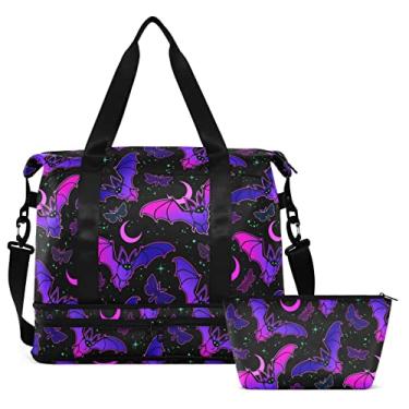 Imagem de Bolsa esportiva de viagem com caveiras mágicas com bolso molhado, bolsa noturna de fim de semana para mulheres e homens, bolsa de ginástica, bolsa de mão para trabalho de parto e entrega, Crânio 13, one size