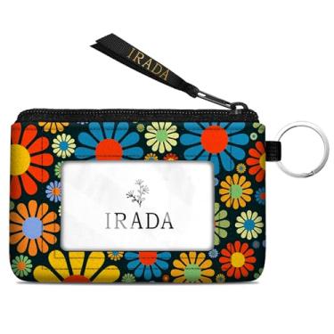 Imagem de IRADA Porta-moedas para identidade, porta-moedas com zíper transparente para identidade, bolsa de moedas pequena resistente à água, Carteira Hippie Flower, 5x3 inches, Vintage
