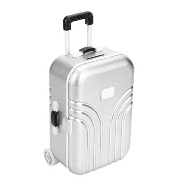 Imagem de Mala de Viagem para Bonecas, Carrinho de Tamanho Mini, que Pode Ser Aberto, Simulação de Bagagem de Mão, Brinquedo de Mala Rolante (Prata)