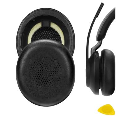 Imagem de Geekria Almofadas de substituição QuickFit de couro proteico para fones de ouvido Jabra Evolve2 65 UC, Elite 45h Almofadas de ouvido, Fones de ouvido e auriculares (preto)