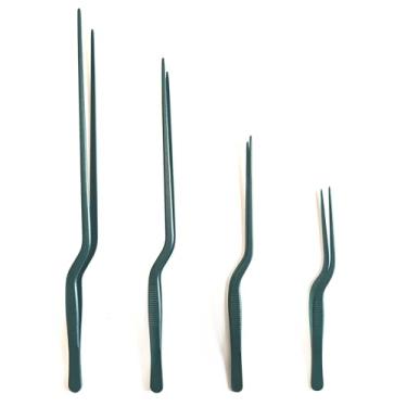 Imagem de 4 pinças profissionais de cozinha de aço inoxidável para cozinha kit de ferramentas de decoração de chapeamento de precisão (verde)