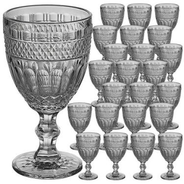 Imagem de Jogo 24 Taças de Vidro Luxo Ametista Cinza 340ml Vinho Água Drinks Gro