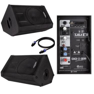 Imagem de Kit Monitor Retorno ativo 10" + Passiva 200W SAGA + Cabo - Donner