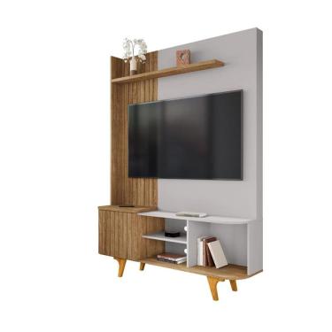 Imagem de Estante Home Corumbau Para Tv de 55" Cinamomo fresado/Off-White - Bechara