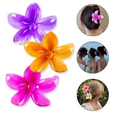 Imagem de Kit 3 Presilha Grande Flor do Havaí Cabelos Prendedor Praia - Arte Sed