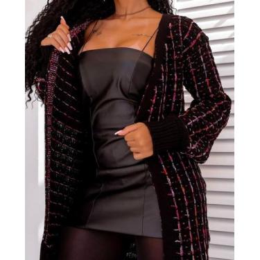 Imagem de Casaco aberto com fio colorido tricot nacional 100% acrílico - Detroit