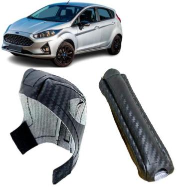 Imagem de Kit Capas Carbon Manopla Câmbio Automático + Alavanca Freio de Mão Fie