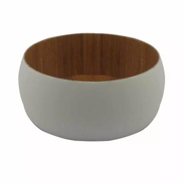 Imagem de Saladeira em Bambu Ecológico com Revestimento Branco Casa Ambiente Redonda 10cm
