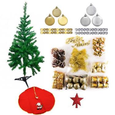Imagem de Árvore De Natal Verde 1,50M 200 Galhos 75 Itens Decorada