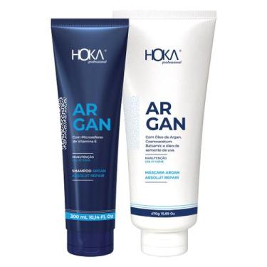 Imagem de Kit reparação shampoo e máscara argan anticaspa hoka - Hoka Cosméticos