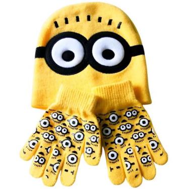 Imagem de Kit Touca e Luva Desenho Personagem Minions Infantil Unissex - Modas F