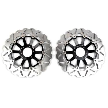 Imagem de 1 par de discos de freio dianteiros flutuantes compatíveis com Honda CB1 400 1989-1990, CB400SB CB400 SUPER BOL D'OR SUPER FOUR 2005, CB400SF 2002-2004, CB600 Hornet 600 1998-1999, motocicleta preta