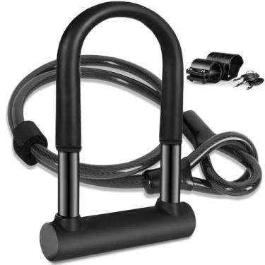 Imagem de Cadeado U-Lock, Cadeado Bicicleta, Bike U Lock, Cadeado para Bicicleta, Cadeado Bike, Tranca de Bicicleta, Cadeado para Moto Cabo de Bicicleta Flexível de 1,2m e Suporte de Montagem Resistente