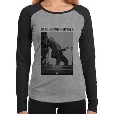 Imagem de Baby Look Raglan Dancing with myself Manga Longa - Foca na Moda, Cinza