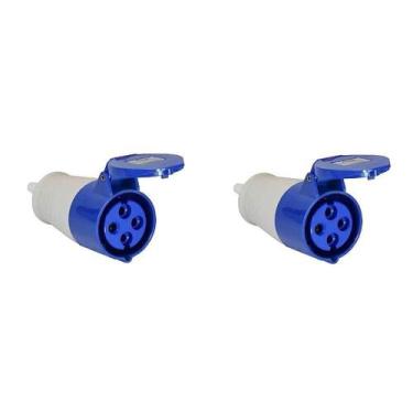 Imagem de Kit 2 tomada acoplamento 3p+t 32a azul 9h 220/250v omg 4259 - OMEGA