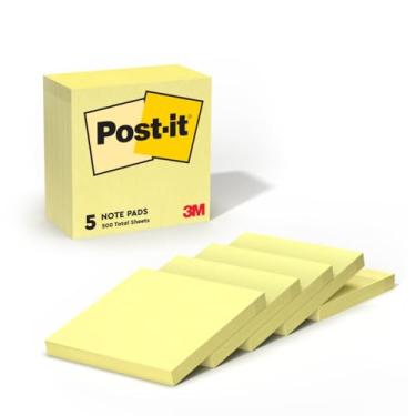 Imagem de Post-it Notas pop-up para dispensador, 7,6 x 7,6 cm, 5 blocos, amarelo canário, remoção limpa, reciclável