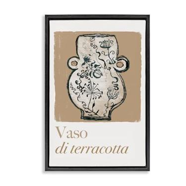 Imagem de Stupell Industries Vaso de terracota natural preto flutuante em tela emoldurada design de arte de parede por cartissi, 17 x 25
