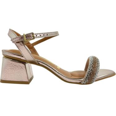 Imagem de Sandália Feminina Casual Social Dia a Dia Passeio Tira com Strass Salto Médio Conforto Vizzano 6428.339