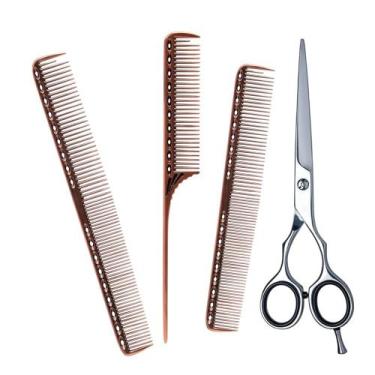 Imagem de Tesoura Profissional 7' Fio Navalha+3 Pente Metal Pro Vertix