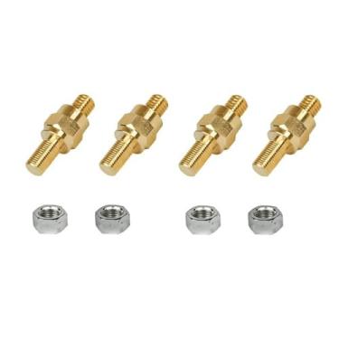 Imagem de Pacote com 4 parafusos de terminal de bateria de pino lateral de latão 3/8-16 rosca lateral universal para carro parafusos extensores de pino de bateria padrão compatíveis com a maioria dos sistemas