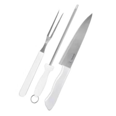 Imagem de Kit Churrasco Trincheira Chaira E Faca 7 Polegadas Em Inox Cabo Cor Br