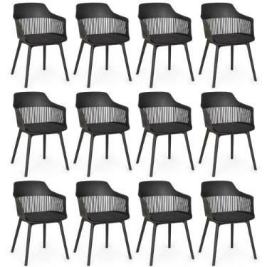 Imagem de Kit 12 Cadeiras de Jantar Estofada Marcela - Preto - Magazine Decor