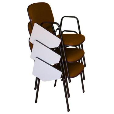 Imagem de 03 Cadeiras Escolar Universitária Linha Hotel Auditório Marrom