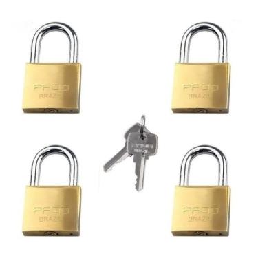 Imagem de 4 CADEADOS Mesmo Segredo 30mm Chaves Iguais Pado