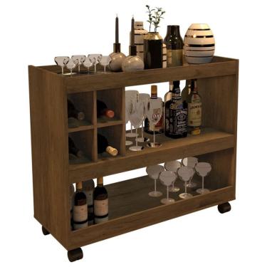 Imagem de Aparador Bar Com Rodizios Madeirado Em Mdf