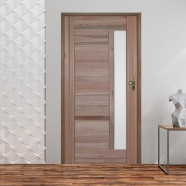 Imagem de Ki Porta de Madeira bbb com Visor 210x92cm Batente 11cm Fecharura Golf Rodam