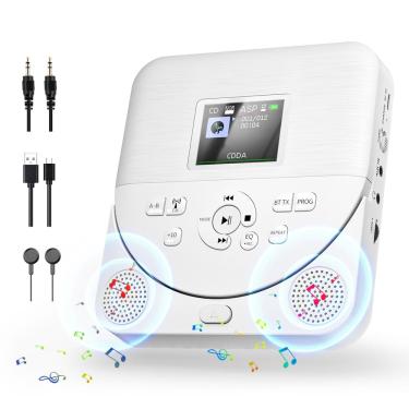 Imagem de Leitor de cd portátil Erasiny Bluetooth com alto-falante duplo tft