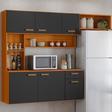 Imagem de Cozinha Suspensa 6 Portas 180 Cm Una Freijó Grafite Pln