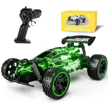 Imagem de Carrinho de Controle Remoto 2.4 Ghz de Alta Velocidade Escala 1:18 com 2 Baterias Recarregáveis, Tecnock, Verde