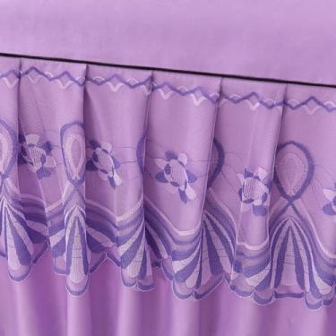 Imagem de Colcha plissada de luxo com babados, saia de cama de renda luxuosa de algodão macio, cobertura total, saia de cama com babados e poeira de fácil ajuste, qualidade de hotel para todas as estações