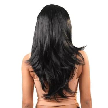 Imagem de Peruca Feminina Longa Orgânica 55cm Lisa Natural Macia Aceita Chapinha