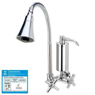 Imagem de Torneira Gourmet Flexível Filtro Parede Cone Cromada C62 - Furkin