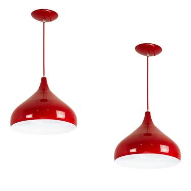 Imagem de Kit 2 Lustres Pendente Aladim Vermelho 24cm